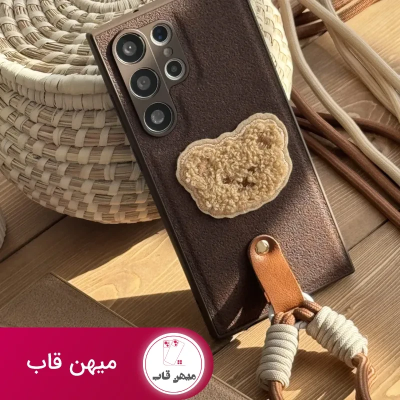 قاب موبایل سامسونگ خرس دوست داشتنی محافظ لنز + بندست