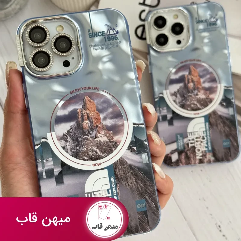 قاب موبایل آیفون ابری نورث فیس ( The North face ) کرومی