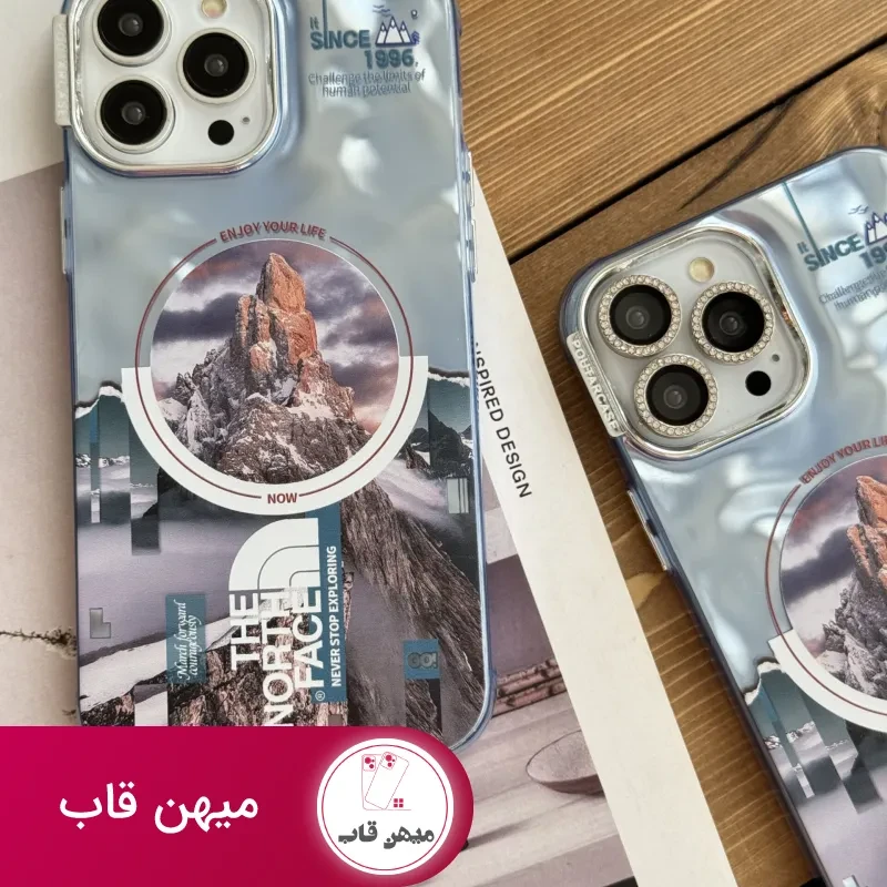قاب موبایل آیفون ابری نورث فیس ( The North face ) کرومی