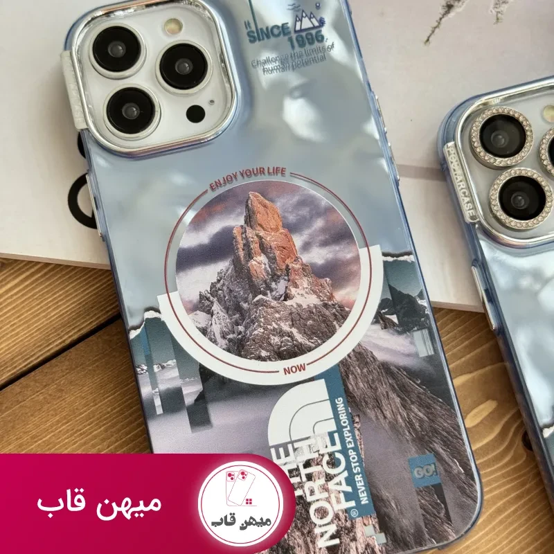 قاب موبایل آیفون ابری نورث فیس ( The North face ) کرومی