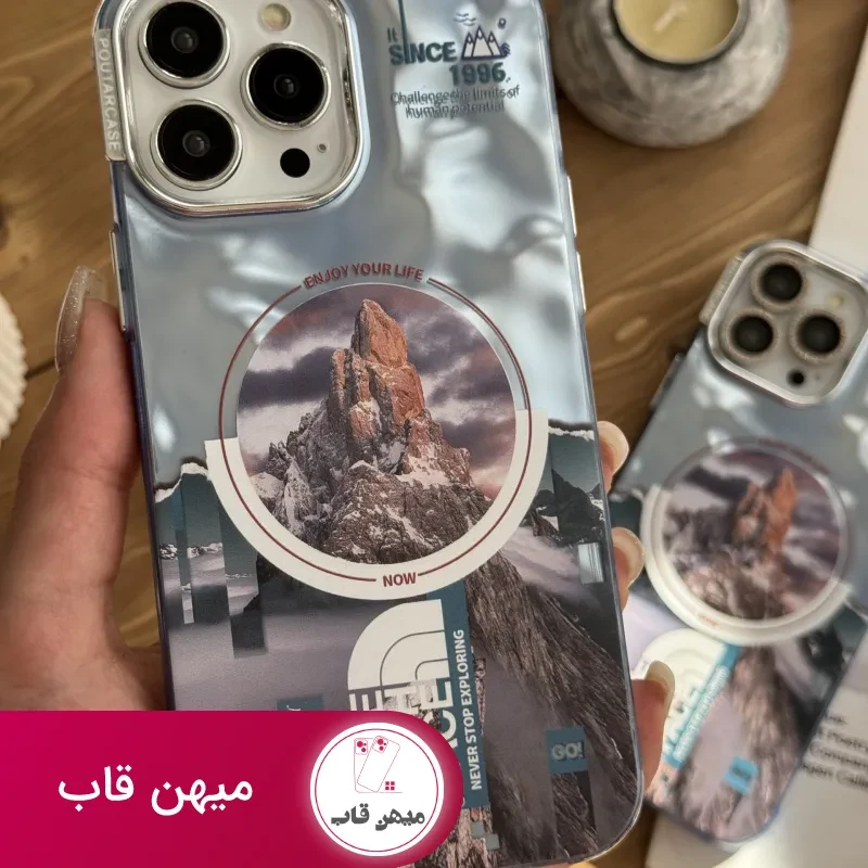قاب موبایل آیفون ابری نورث فیس ( The North face ) کرومی