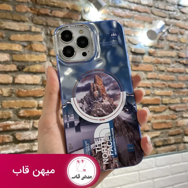 قاب موبایل آیفون ابری نورث فیس ( The North face ) کرومی