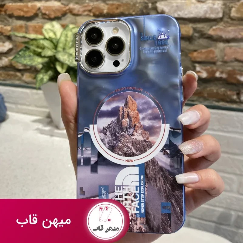 قاب موبایل آیفون ابری نورث فیس ( The North face ) کرومی