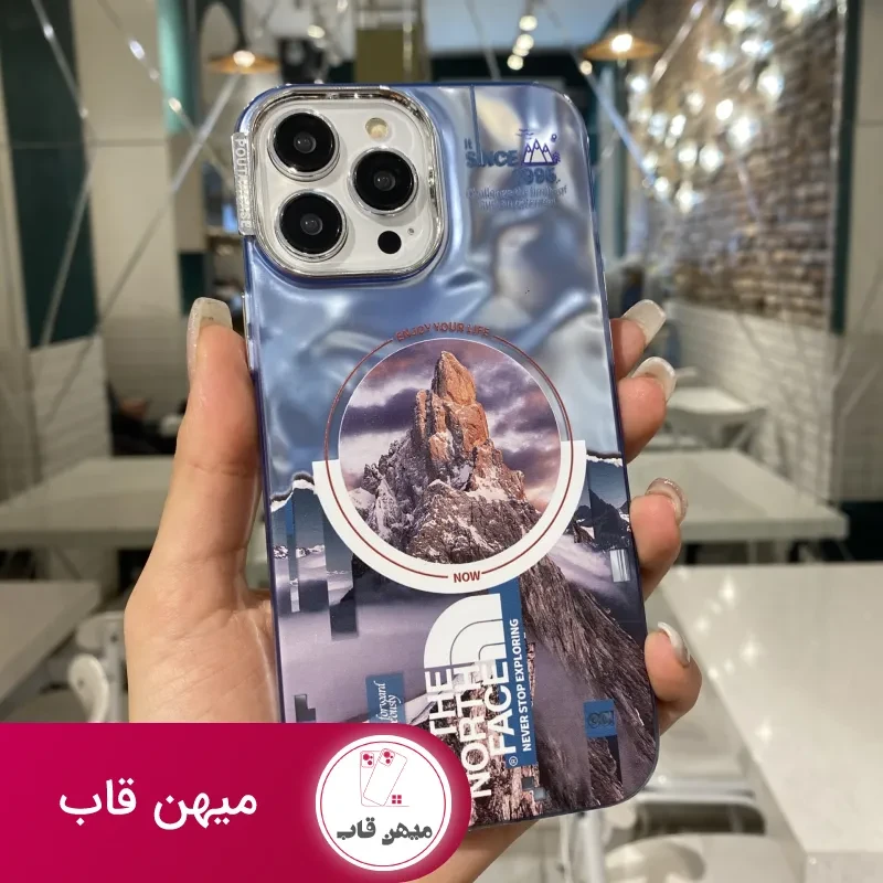 قاب موبایل آیفون ابری نورث فیس ( The North face ) کرومی