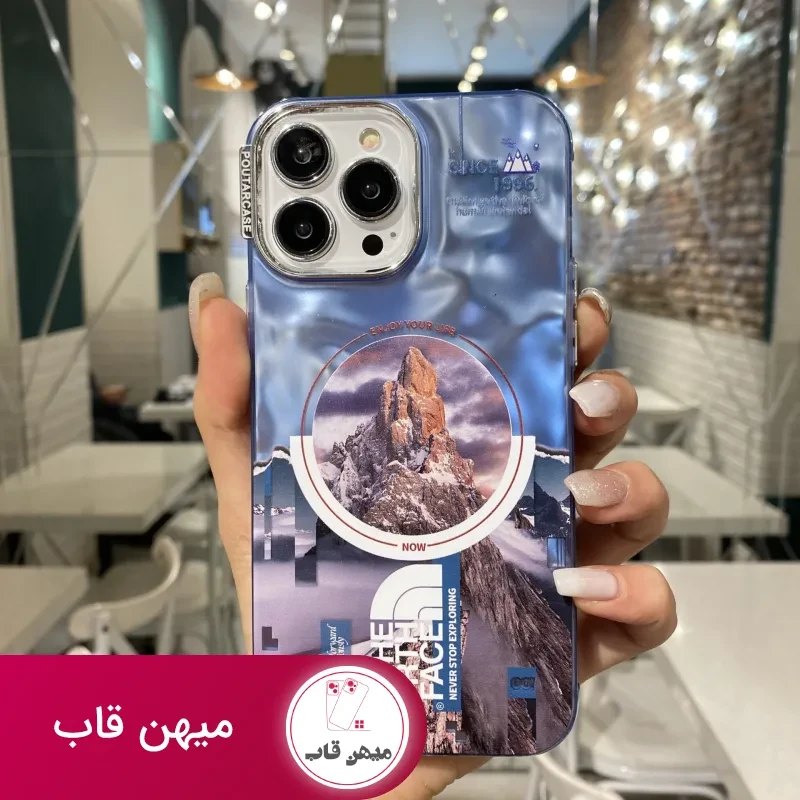 قاب موبایل آیفون ابری نورث فیس ( The North face ) کرومی