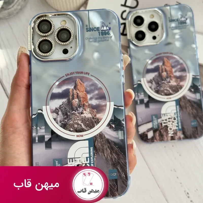 قاب موبایل آیفون ابری نورث فیس ( The North face ) کرومی