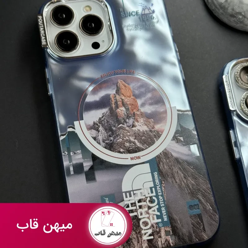 قاب موبایل آیفون ابری نورث فیس ( The North face ) کرومی