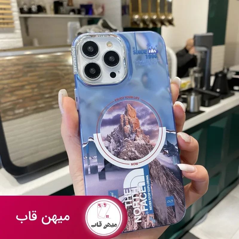 قاب موبایل آیفون ابری نورث فیس ( The North face ) کرومی