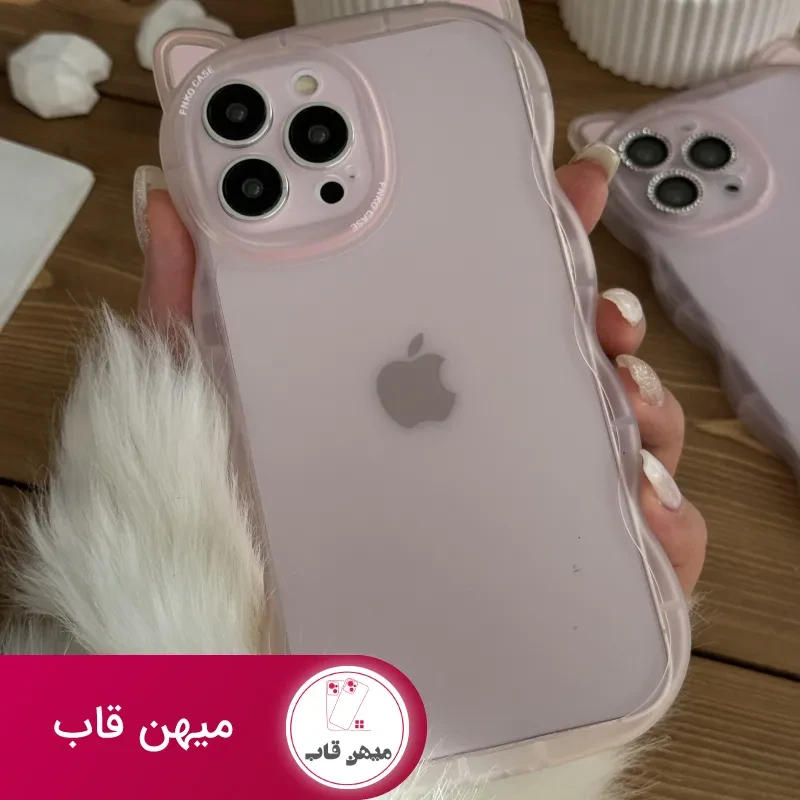 قاب موبایل آیفون گربه یخی شفاف