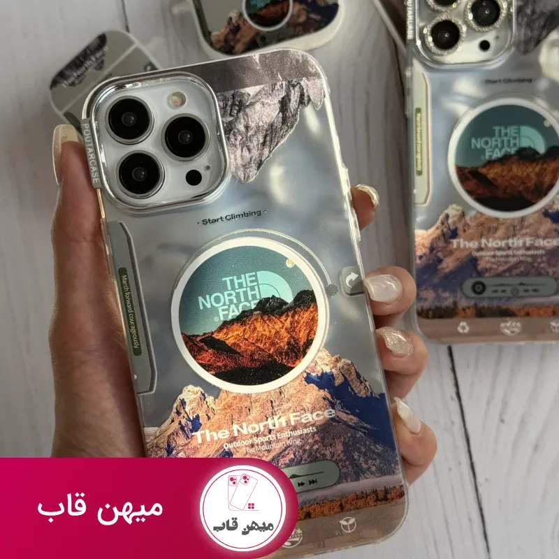 قاب موبایل آیفون موزیکال نورث فیس ( The North face ) کرومی