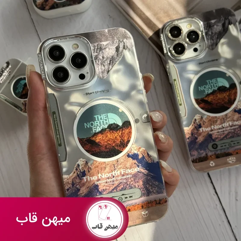 قاب موبایل آیفون موزیکال نورث فیس ( The North face ) کرومی