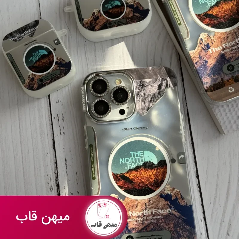 قاب موبایل آیفون موزیکال نورث فیس ( The North face ) کرومی