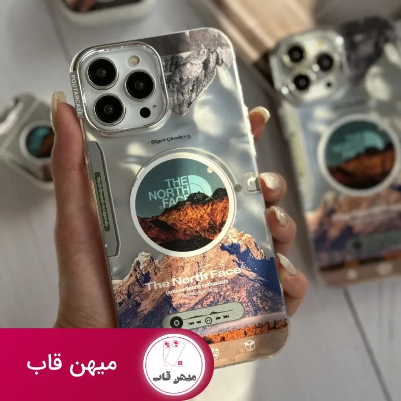 قاب موبایل آیفون موزیکال نورث فیس ( The North face ) کرومی