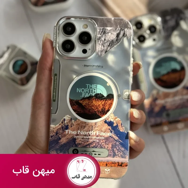 قاب موبایل آیفون موزیکال نورث فیس ( The North face ) کرومی
