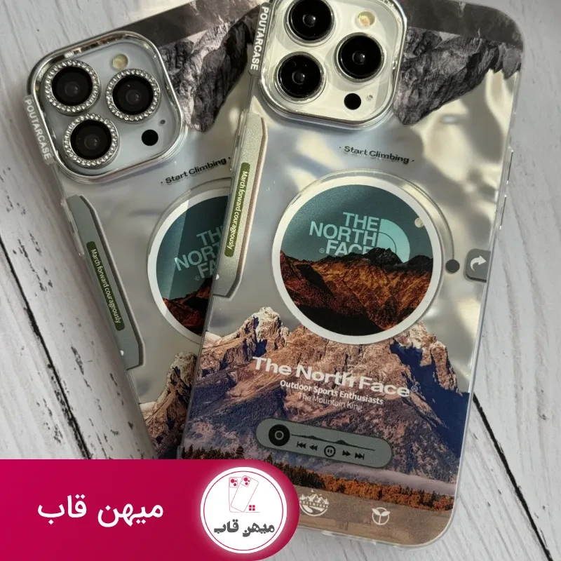 قاب موبایل آیفون موزیکال نورث فیس ( The North face ) کرومی