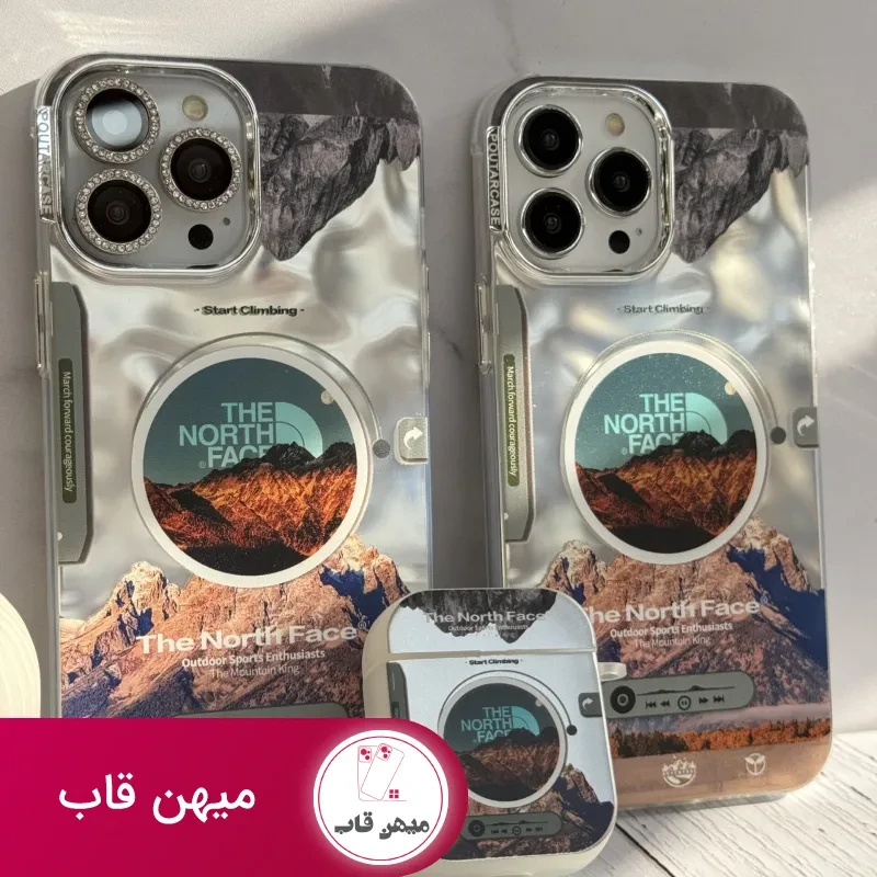 قاب موبایل آیفون موزیکال نورث فیس ( The North face ) کرومی