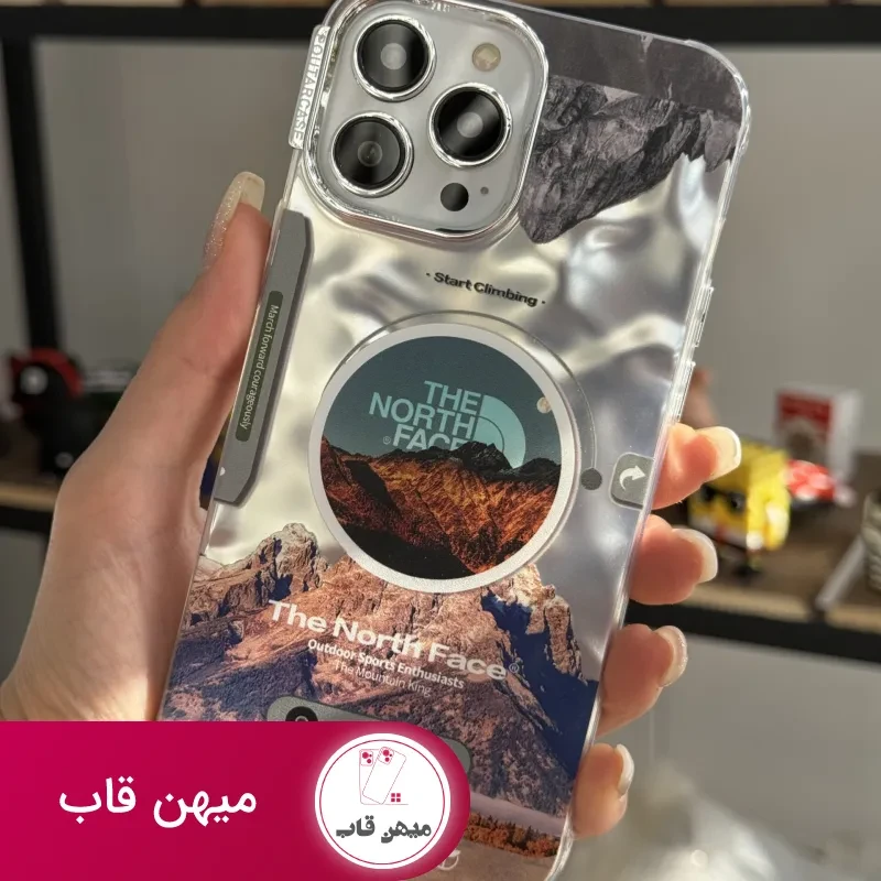 قاب موبایل آیفون موزیکال نورث فیس ( The North face ) کرومی