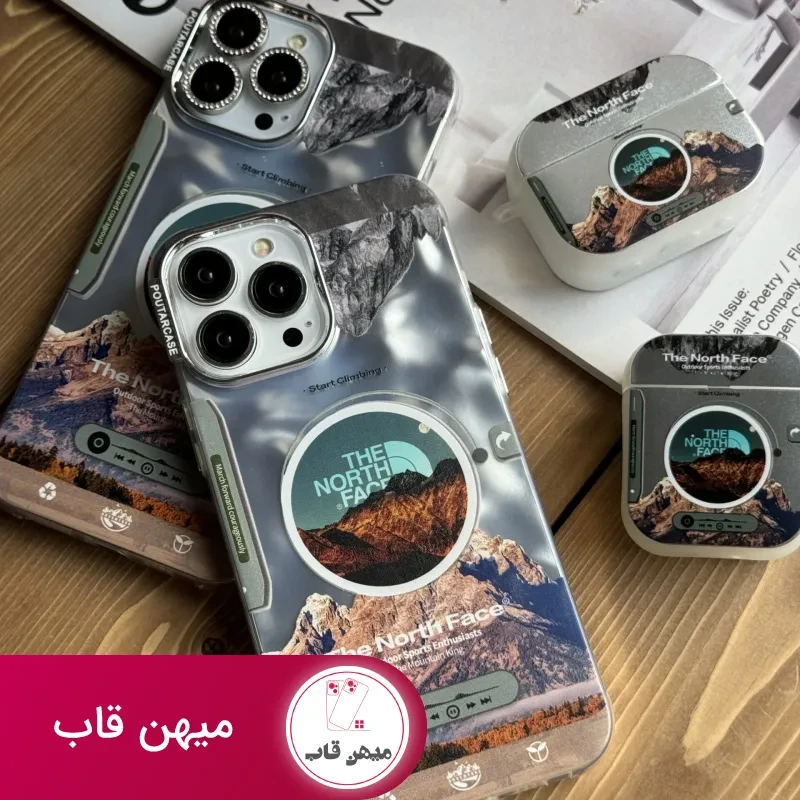 قاب موبایل آیفون موزیکال نورث فیس ( The North face ) کرومی