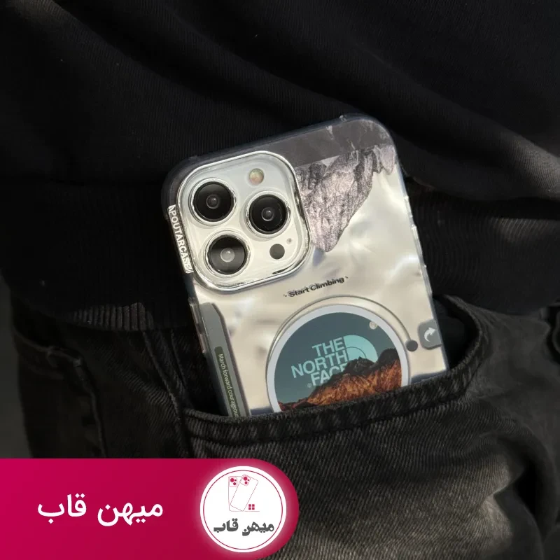 قاب موبایل آیفون موزیکال نورث فیس ( The North face ) کرومی