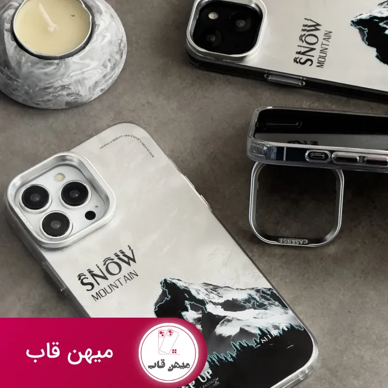 قاب موبایل آیفون نورث فیس ( The North face ) برفی محافظ دوربین استندشو