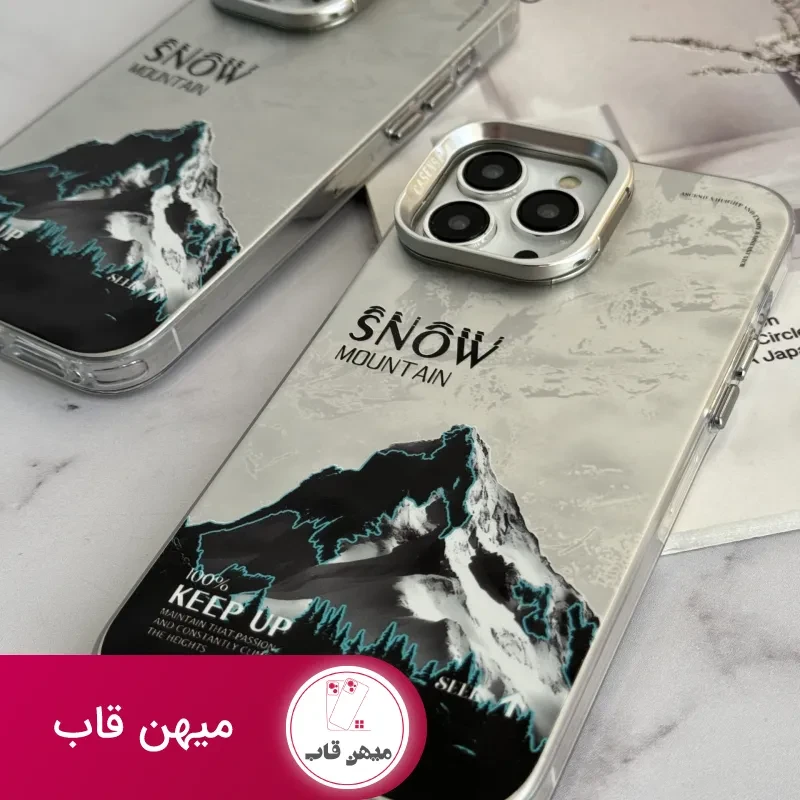 قاب موبایل آیفون نورث فیس ( The North face ) برفی محافظ دوربین استندشو