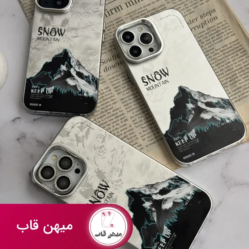 قاب موبایل آیفون نورث فیس ( The North face ) برفی محافظ دوربین استندشو