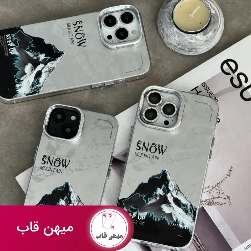 قاب موبایل آیفون نورث فیس ( The North face ) برفی محافظ دوربین استندشو