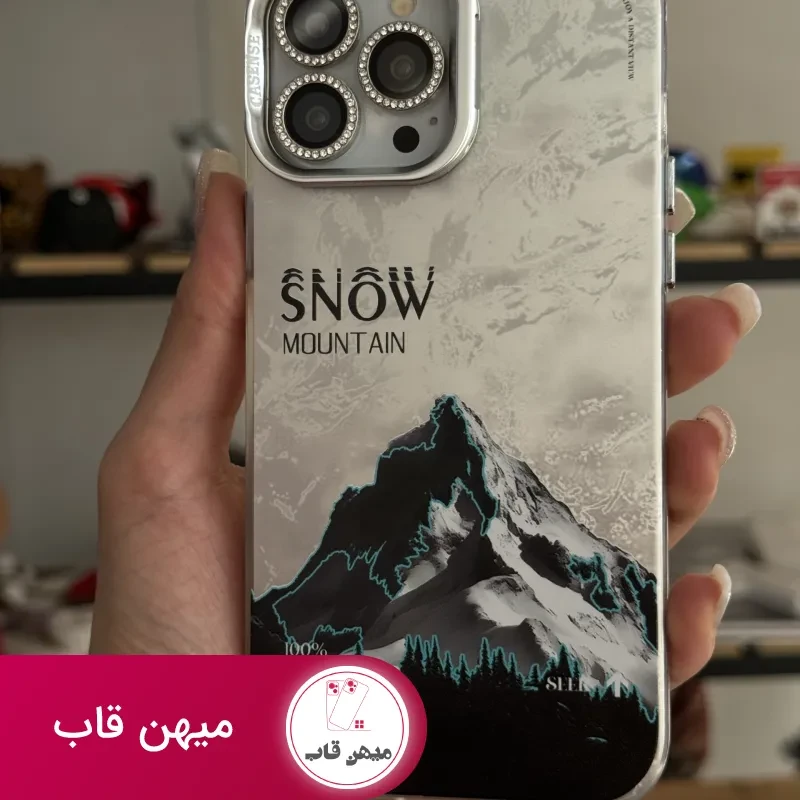 قاب موبایل آیفون نورث فیس ( The North face ) برفی محافظ دوربین استندشو