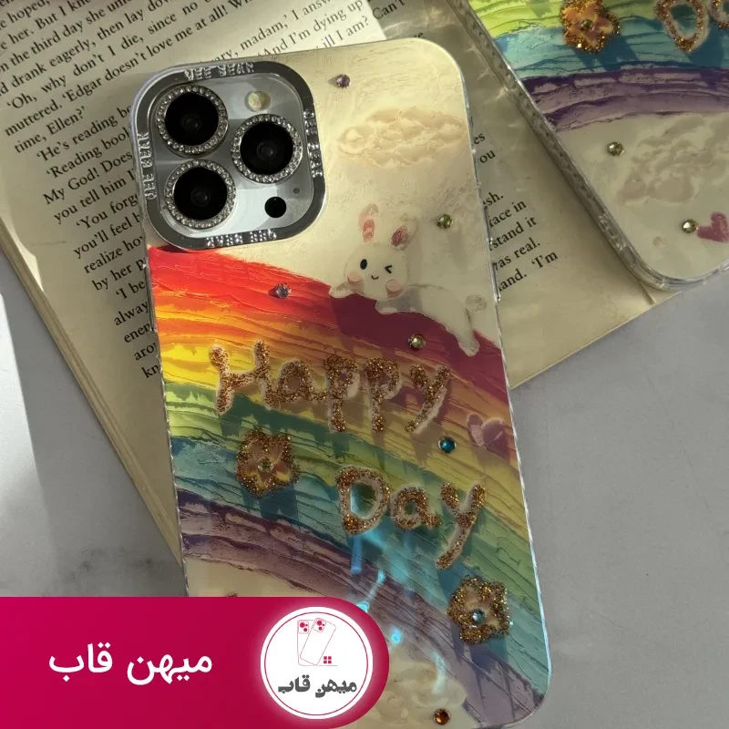 قاب موبایل آیفون خرگوش رنگین کمانی