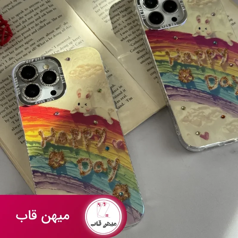 قاب موبایل آیفون خرگوش رنگین کمانی