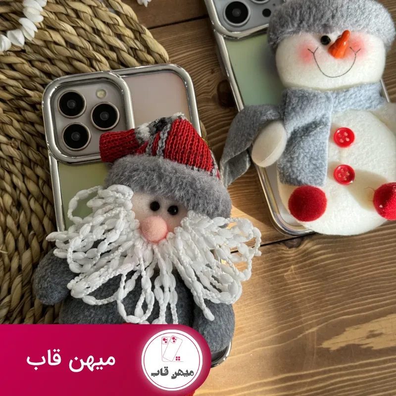 قاب موبایل آیفون کریسمسی آدم برفی و بابانوئل