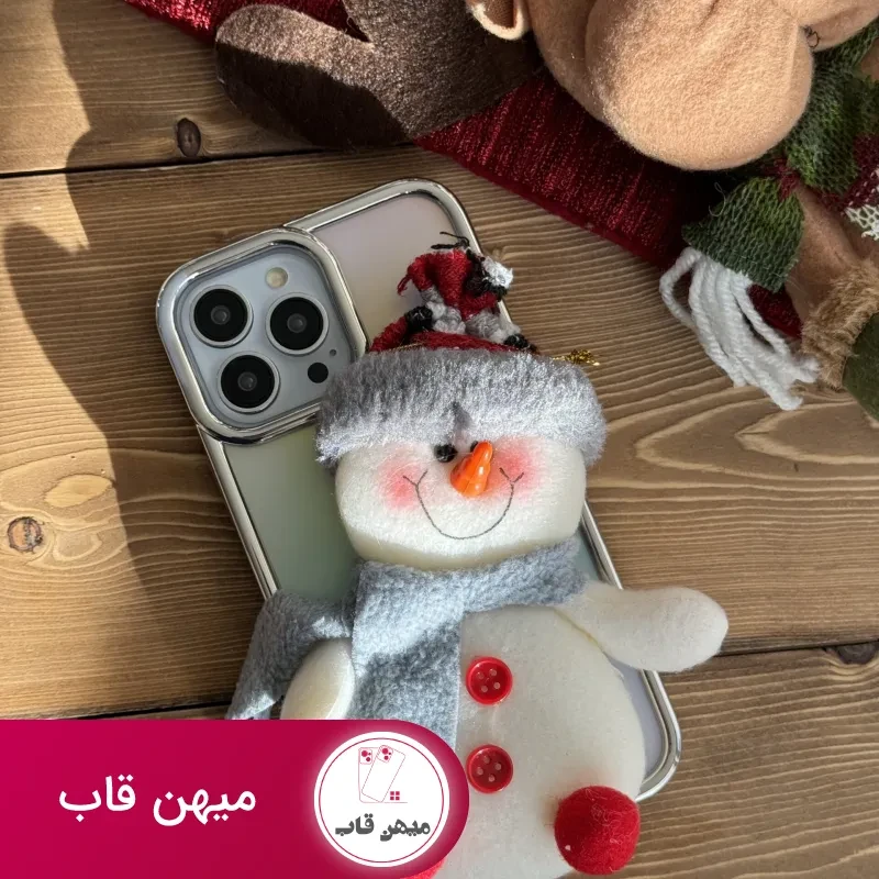 قاب موبایل آیفون کریسمسی آدم برفی و بابانوئل