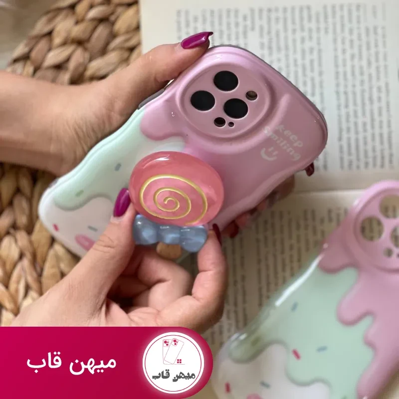قاب موبایل آیفون شکلات کندی + پاپسوکت آبنبات