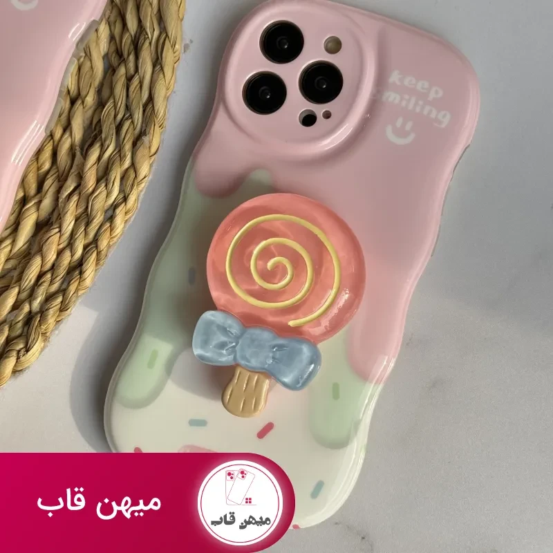 قاب موبایل آیفون شکلات کندی + پاپسوکت آبنبات