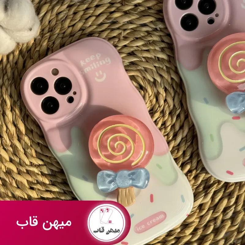 قاب موبایل آیفون شکلات کندی + پاپسوکت آبنبات