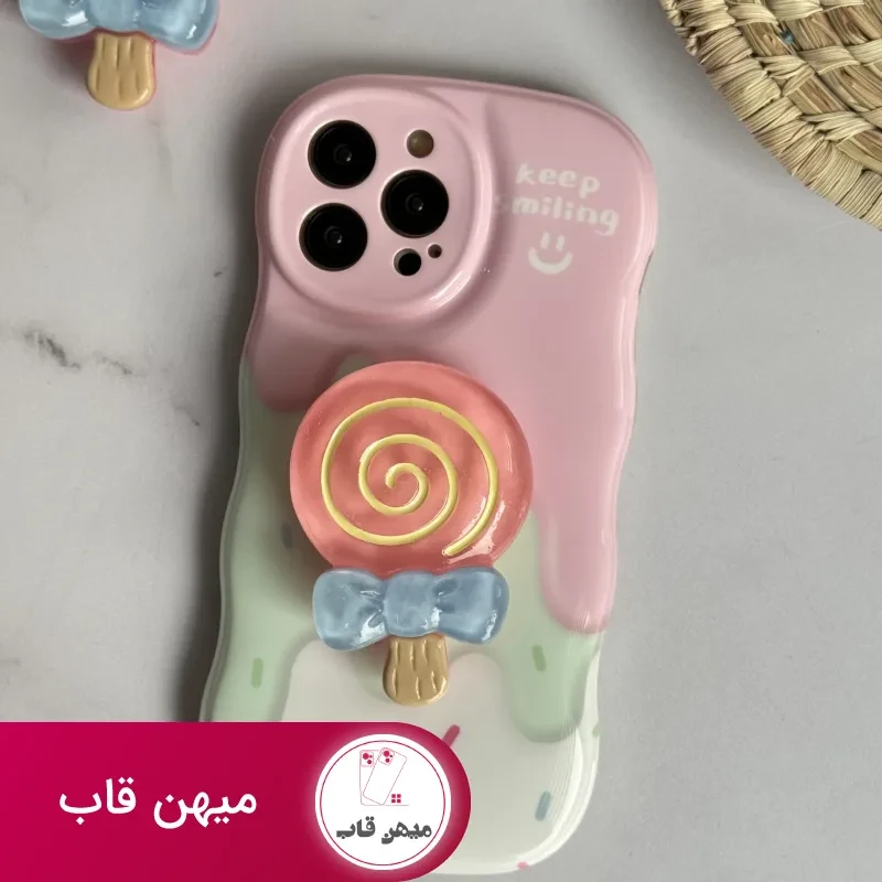 قاب موبایل آیفون شکلات کندی + پاپسوکت آبنبات