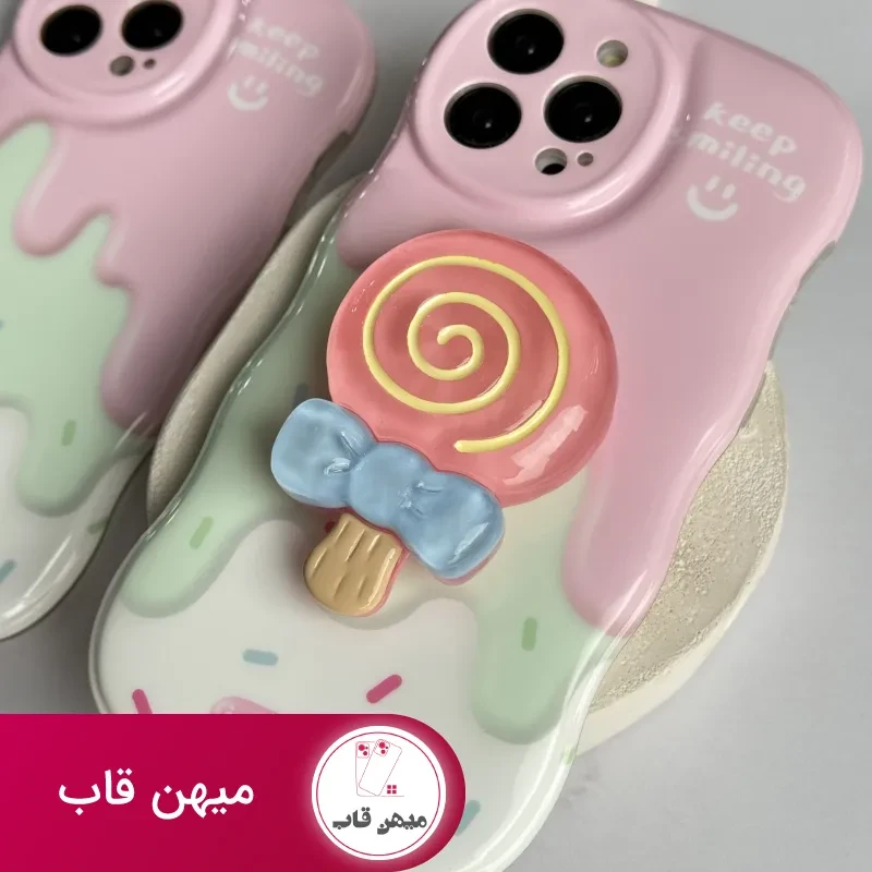 قاب موبایل آیفون شکلات کندی + پاپسوکت آبنبات