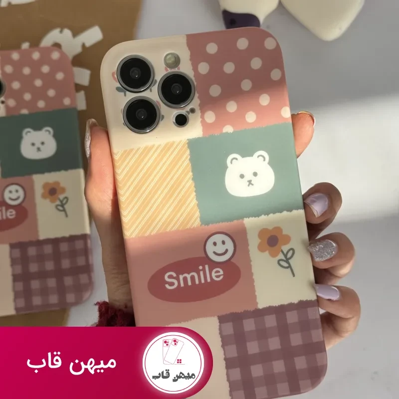 قاب موبایل آیفون شاخه گل ارغوانی محافظ لنزدار