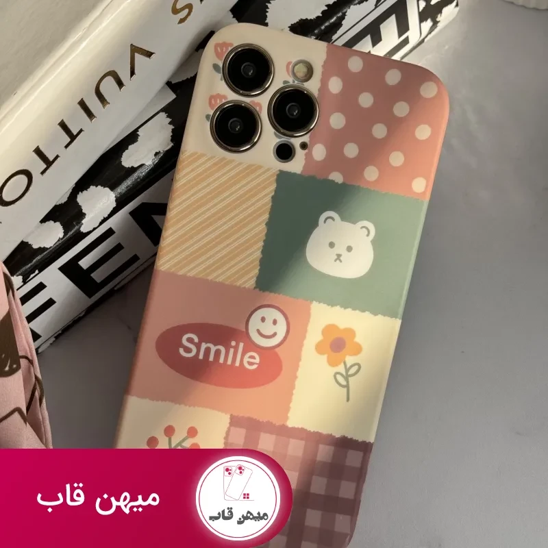 قاب موبایل آیفون شاخه گل ارغوانی محافظ لنزدار