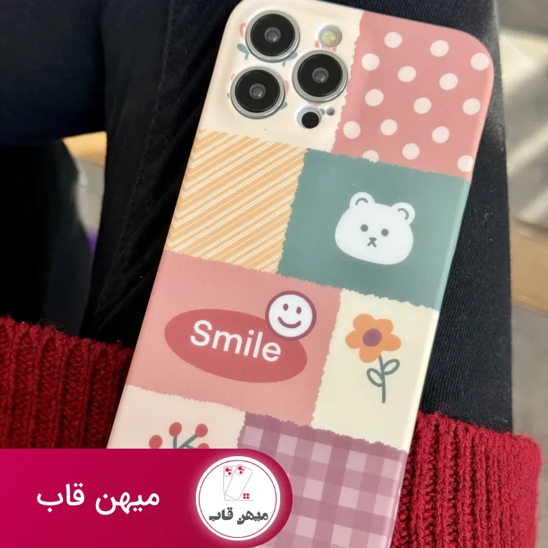 قاب موبایل آیفون شاخه گل ارغوانی محافظ لنزدار