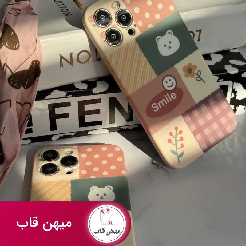 قاب موبایل آیفون شاخه گل ارغوانی محافظ لنزدار