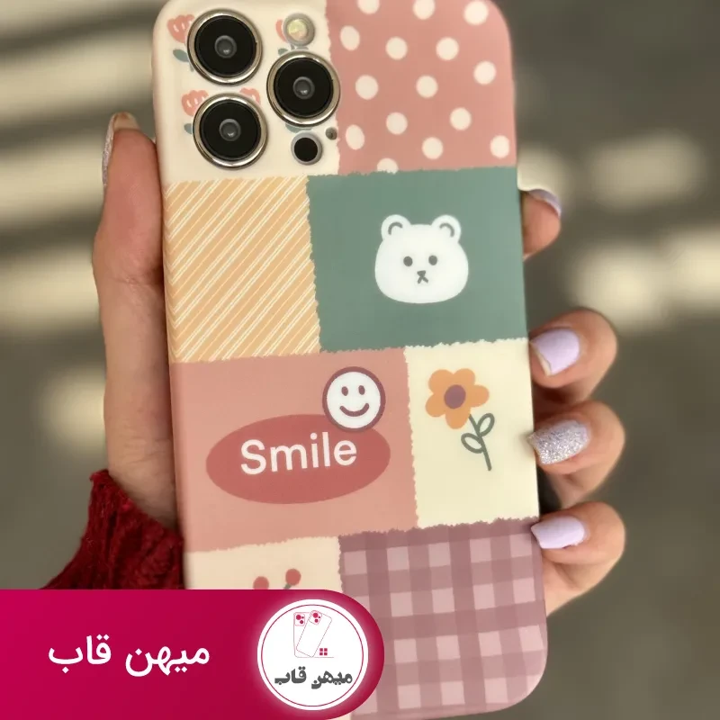 قاب موبایل آیفون شاخه گل ارغوانی محافظ لنزدار