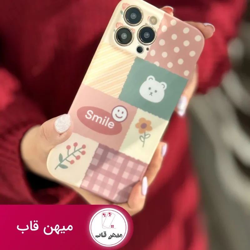 قاب موبایل آیفون شاخه گل ارغوانی محافظ لنزدار