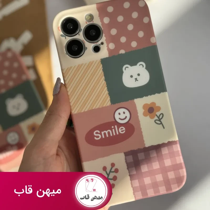 قاب موبایل آیفون شاخه گل ارغوانی محافظ لنزدار