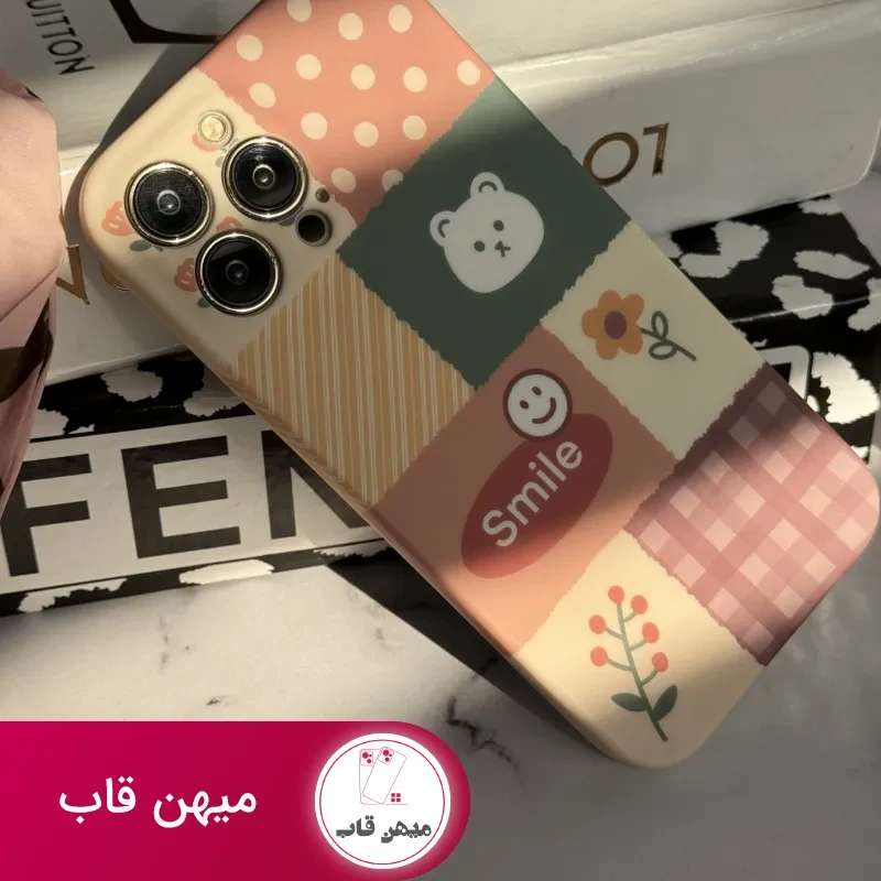 قاب موبایل آیفون شاخه گل ارغوانی محافظ لنزدار