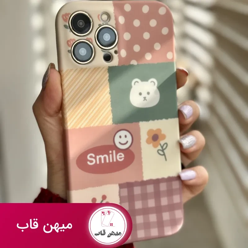 قاب موبایل آیفون شاخه گل ارغوانی محافظ لنزدار