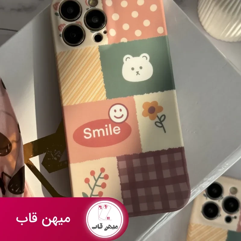 قاب موبایل آیفون شاخه گل ارغوانی محافظ لنزدار