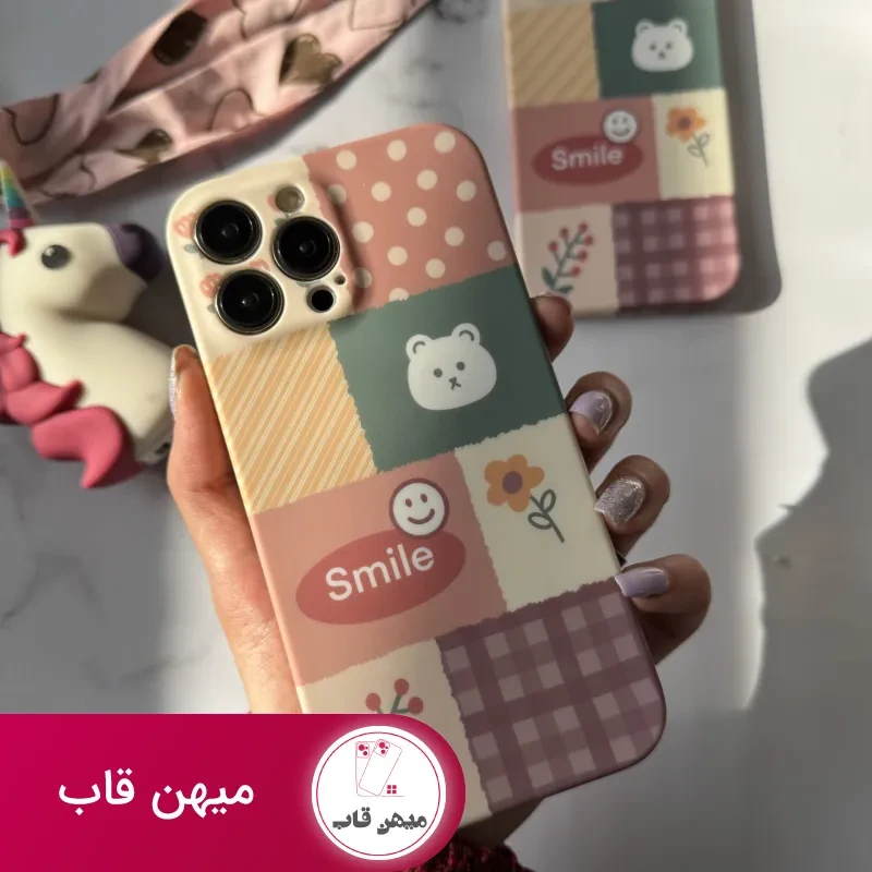 قاب موبایل آیفون شاخه گل ارغوانی محافظ لنزدار