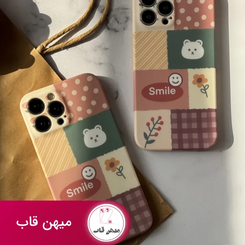 قاب موبایل آیفون شاخه گل ارغوانی محافظ لنزدار