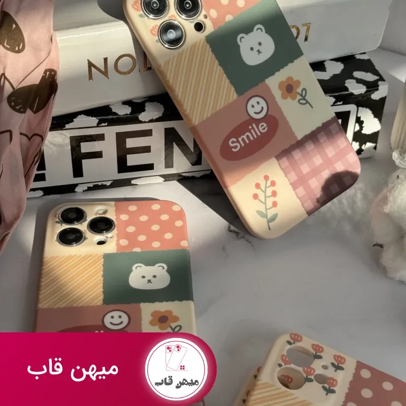 قاب موبایل آیفون شاخه گل ارغوانی محافظ لنزدار